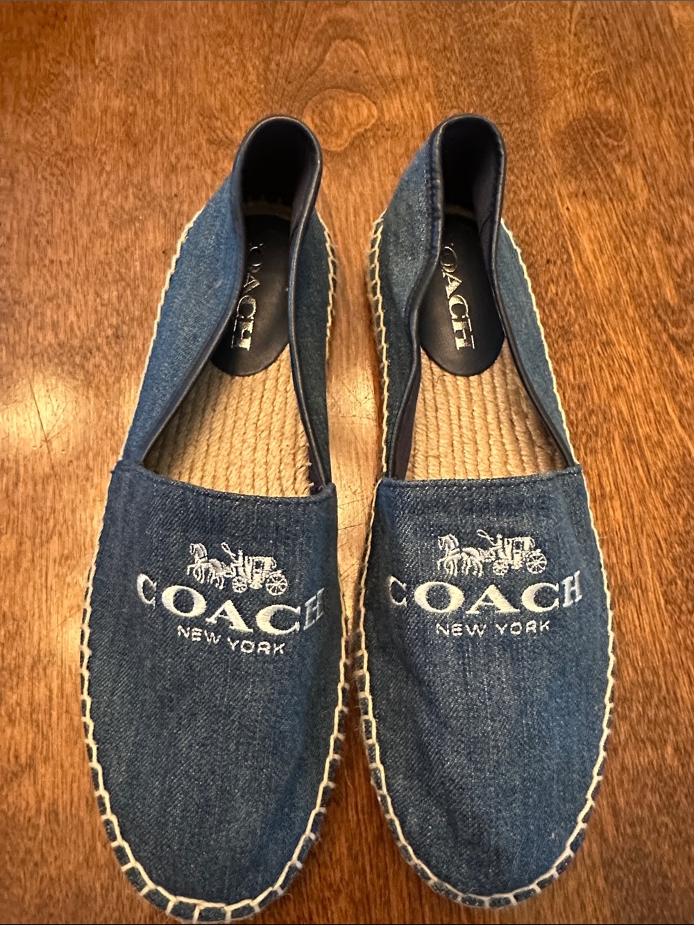 Coach Denim Logo Espadrille Flats - Dark Blue